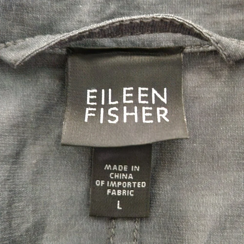 Eileen Fisher Crinkle Gray Belted Topper Coat Dress - Picture 4 of 6